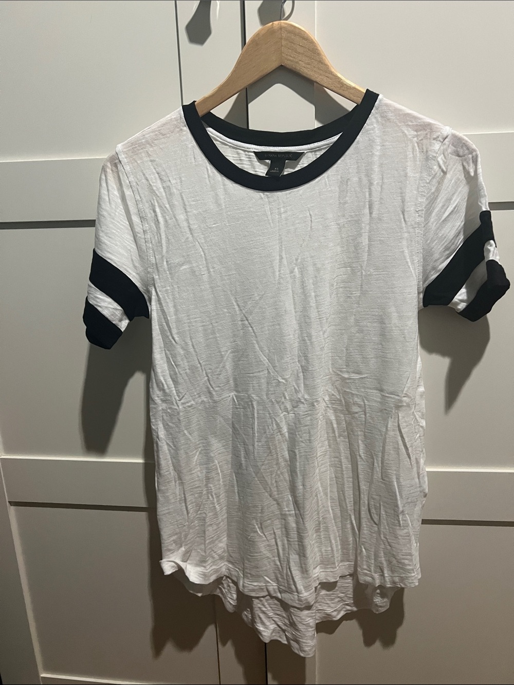 Banana Republic White Tee with Black Ringer Trim
